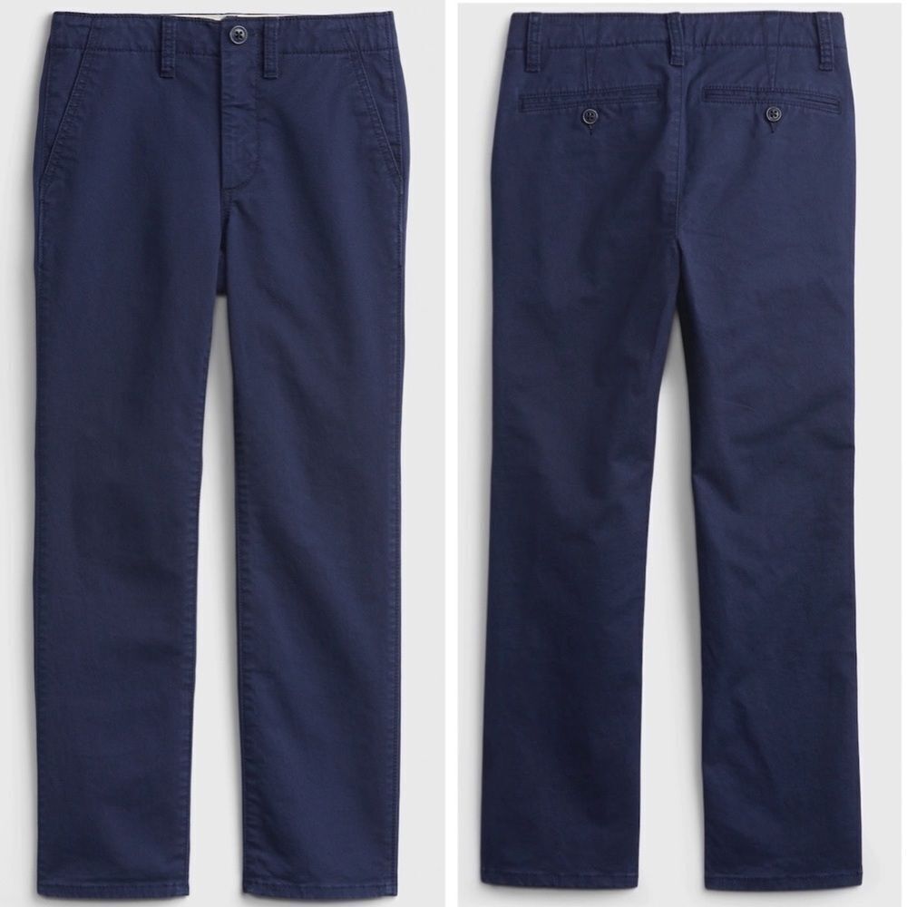 Gap Kids Dressy Uniform Navy Straight Khakis with Washwell Size 10H Husky